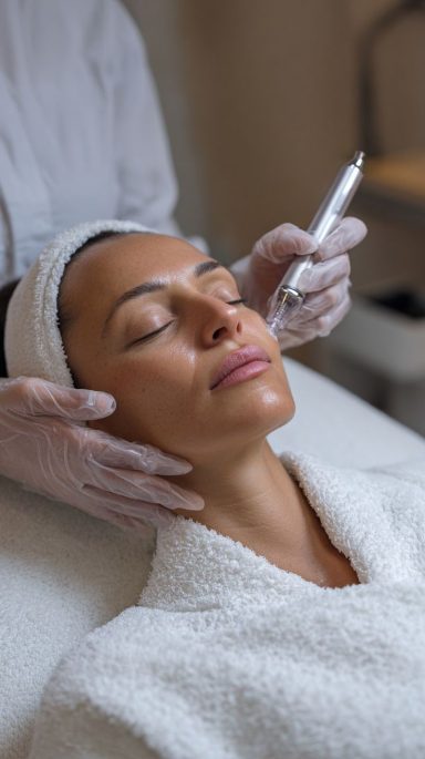 Aplicación de hydrafacial en el rostro en centro de estética de Palma