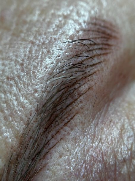 Detalle sutileza y naturalidad hairstrokes micropigmentación cejas
