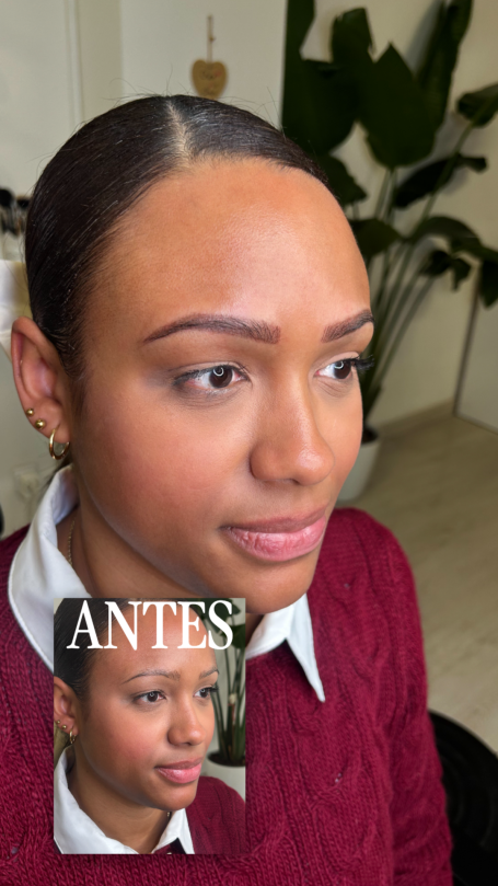 Antes y después micropigmentación cejas técnica powder Mallorca
